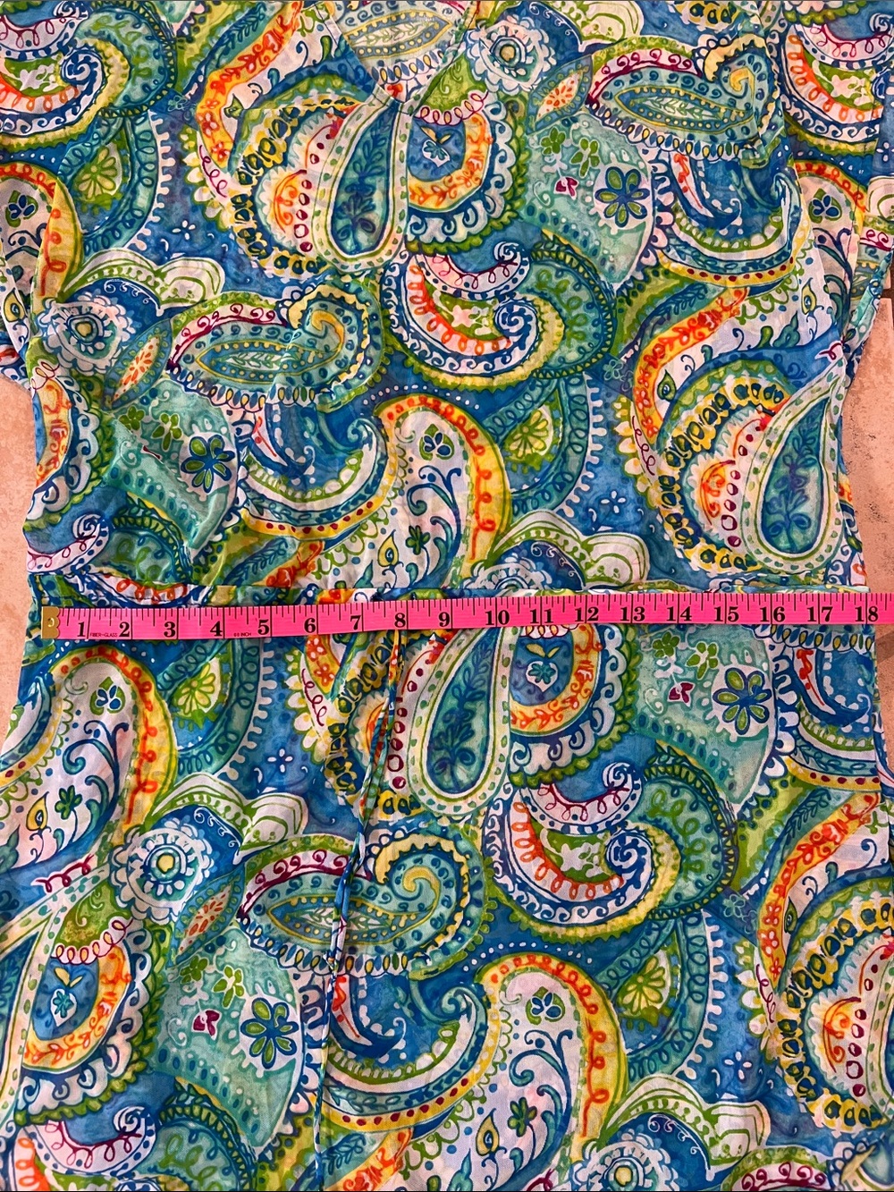 Lauren Ralph Lauren Multicolor Sheer Paisley V-Neck Beach Cover Dress, Sz‎ L - Picture 6 of 8